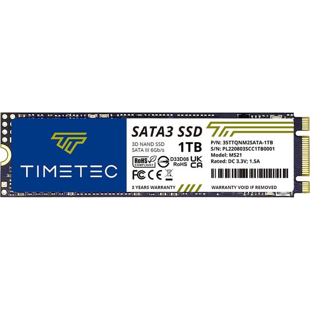Timetec 1TB SSD 3D NAND QLC SATA III 6Gb/s M.2 2280 NGFF Read Speed Up to 550MB/s SLC Cache Performance Boost Internal Solid State Drive for PC Comput