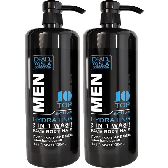 Dead Sea collection TOP 10 AcTIVE Mens Body Wash - Pack of 2 (676 Fl Oz) - 3 in 1 Body Wash for Men - Face Wash for Men with Shower gel for Men and Sh