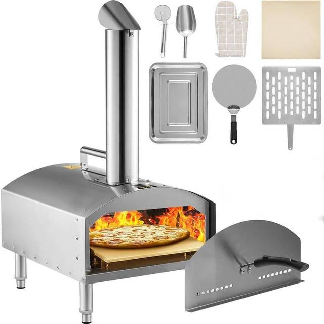 VEVOR Outdoor Pizza Oven 12" Portable Pizza Oven Pizza Maker with Foldable Legs Stainless Steel Wood Fired Pizza Oven with Complete Accessories for