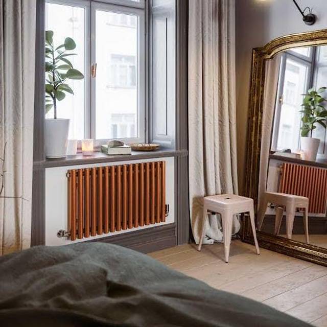 Copper Horizontal Designer Radiator Oval Column Central Heating Rads 590 x 865mm