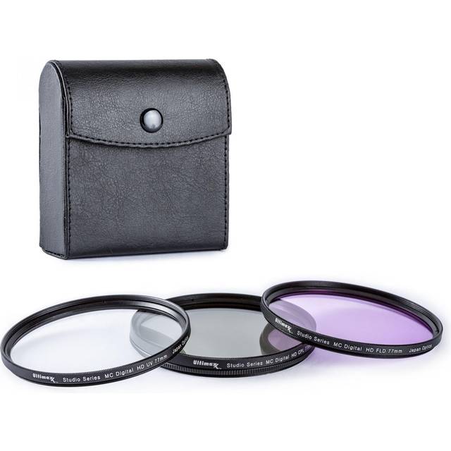 Ultimaxx 3-Piece Multi-Coated HD 37mm Filter Kit (UV, CPL, FLD) for DSLR Camera in Black