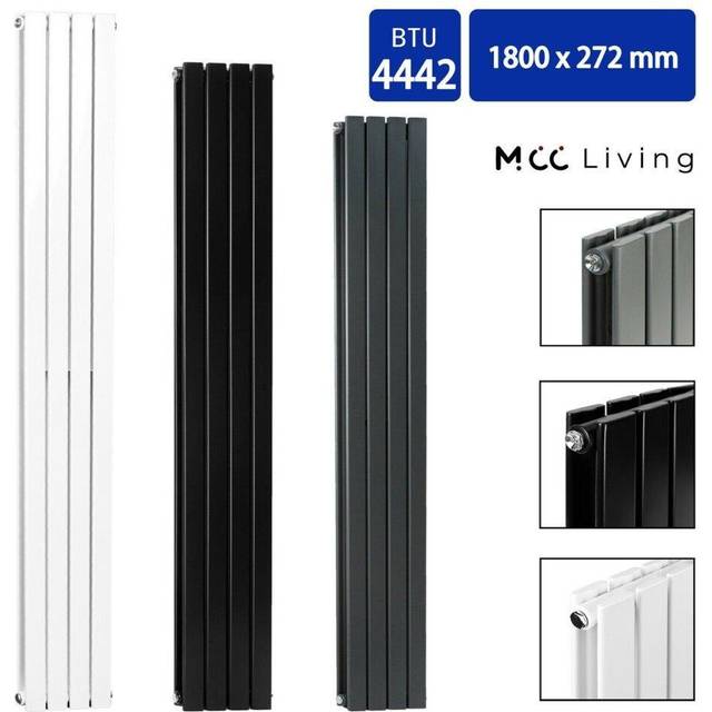 MCC Designer Flat Panel Double Radiator 1800X272 Black, Black