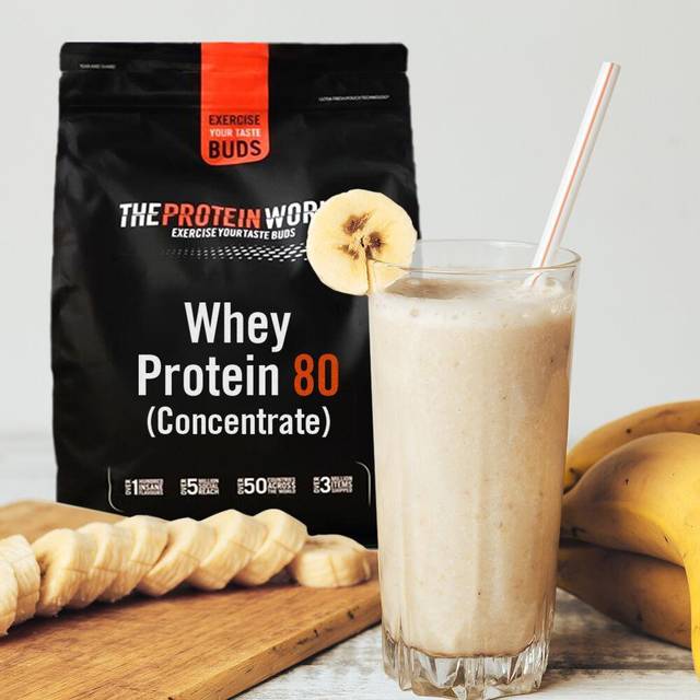 The Protein Works Whey Protein 80 (Concentrate) Shake Powder, Banana Smooth, 2 kg