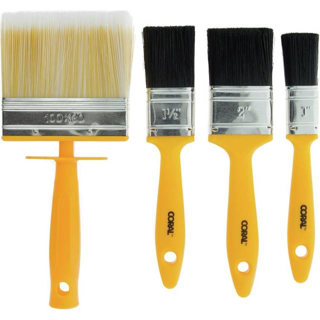 Coral Essentials Paint Brushes with Block - 4 Piece Set