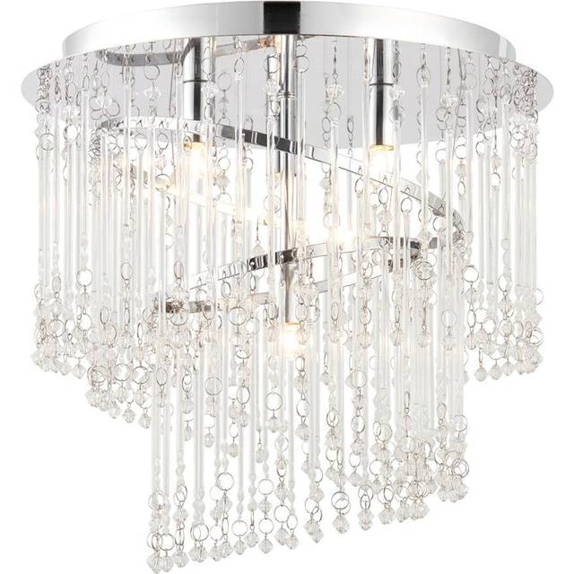 Vogue Camile Spiral 4 Light Flush Chandelier - Silver