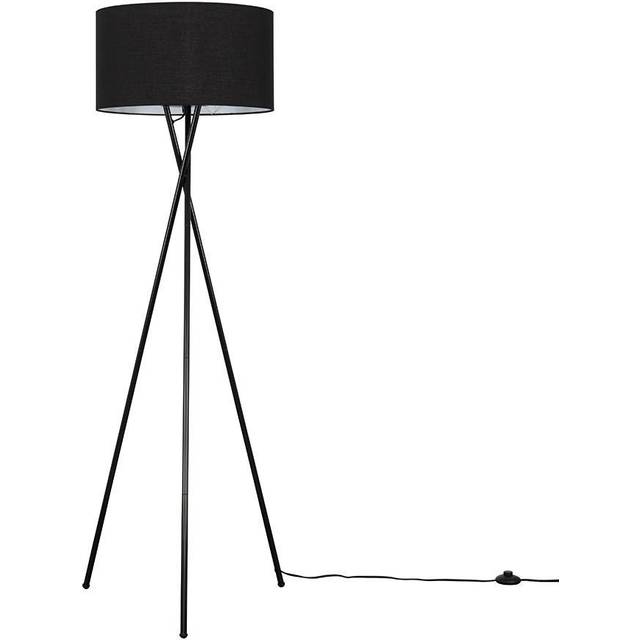 Misner 155cm Camden Tripod Black Floor Lamp with Large Reni Shade (153cm H X 62cm W X 62cm D)