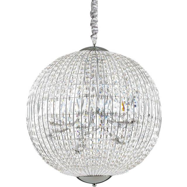 Ideal Lux Luxor - 12 Light Large Ceiling Pendant Chrome with Crystals, G9