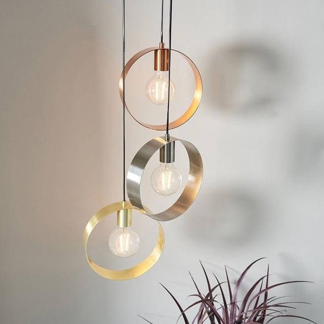 Vogue Circ 3 Light Cluster Ceiling Light - Brass Nickel