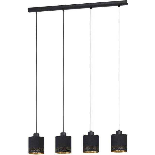 Pendant Ceiling Light Colour Black Shade Black Gold Fabric Bulb E27 4x28W