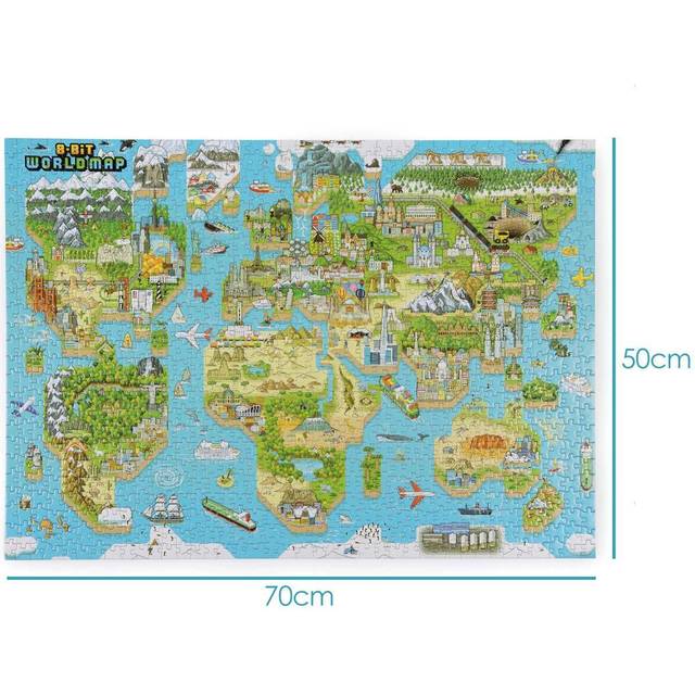 Bopster 8-bit World Map Pixel Jigsaw Puzzle 1000Pcs, Multi