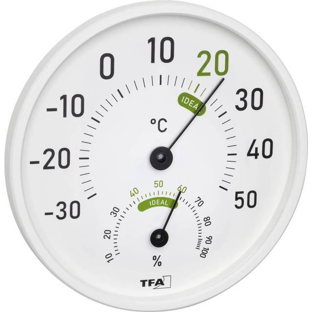 TFA Dostmann analog termo-hygrometer, 45.2045.02, för inom- och utomhus, vit, termohygrometer