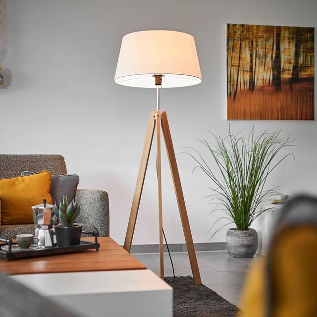 Lucande - Thea Floor Lamp White/Oak