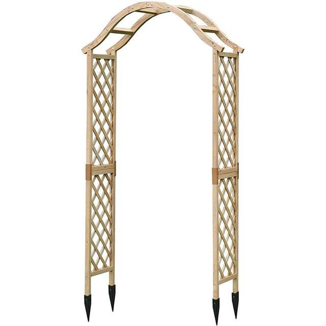 Wooden Garden Arch (Tan) with Ground Spikes