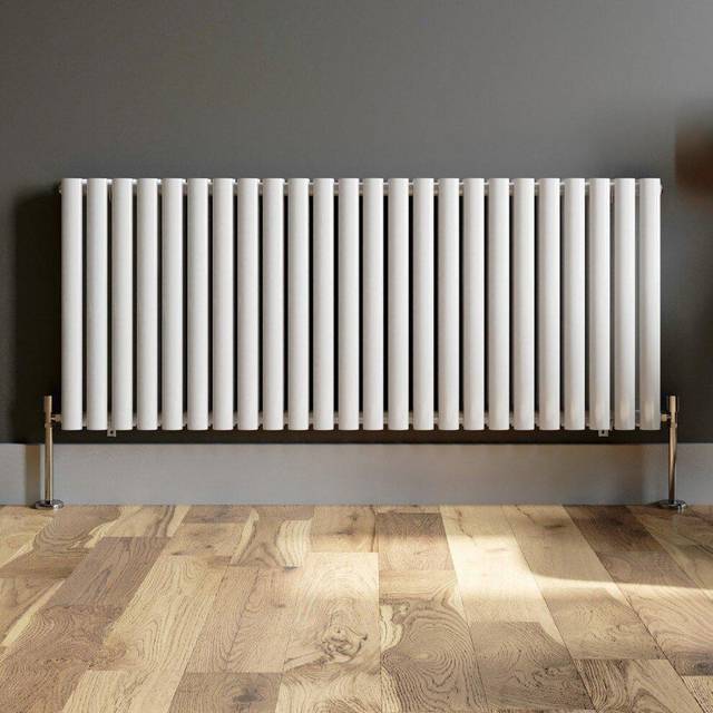 Horizontal oval tube double panel designer radiator 600x1440mm white 4 tubes