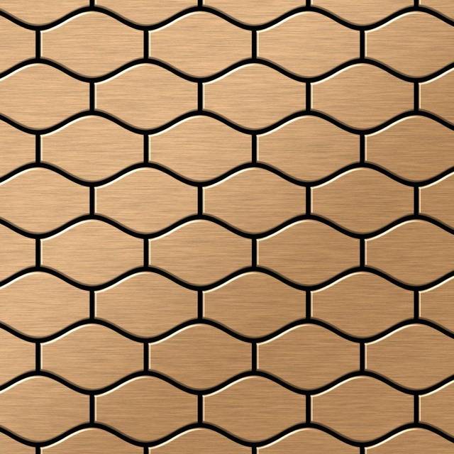 Metal Mosaic Tile Titanium Amber brushed copper 1.6mm Karma-Ti-AB