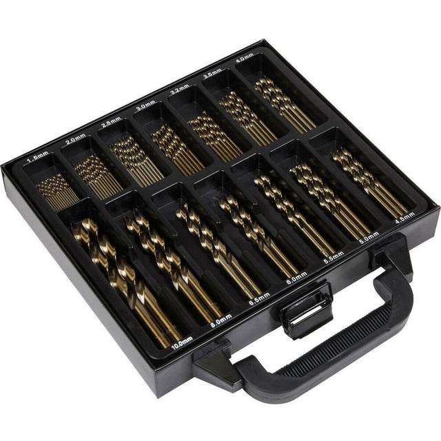 99 Piece Fully Ground HSS Cobalt Drill Bit Set - Split Point Self-Centring Tips