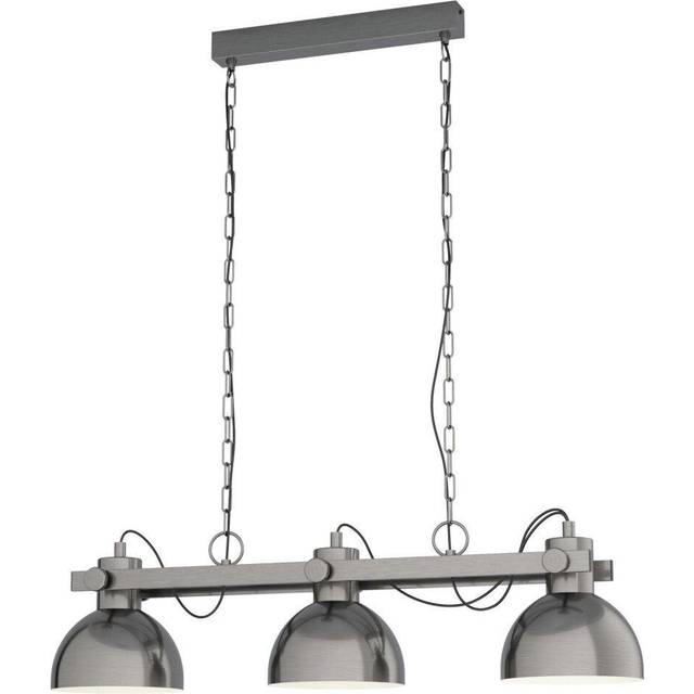 Hanging Ceiling Pendant Light Gloss Nickel Industrial Shade 3 Bulb Kitchen Lamp