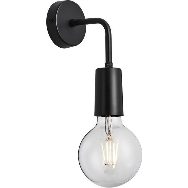 Vintage Sleek Edison Wall Light - Black, No Bulb