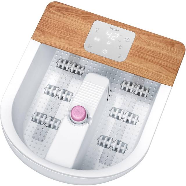 Beurer FB 65 Wellness fotbad med vattenuppvärmning och omkopplingsbar belysning, integrerad roterande pedikyrstation, avkopplande vibrationer och bubbelmassage