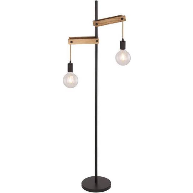 Globo floor lamp visso black/wood 150cm max. 2 x 60w e27 light with switch
