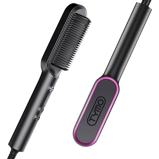 TYMO Hair Straightener Brush UK, Flat Iron and Hair Brush 2-in-1, Anti-Scald, Fast Heating, 5 Temp Settings (130?-210?), Professional Salon at Home,