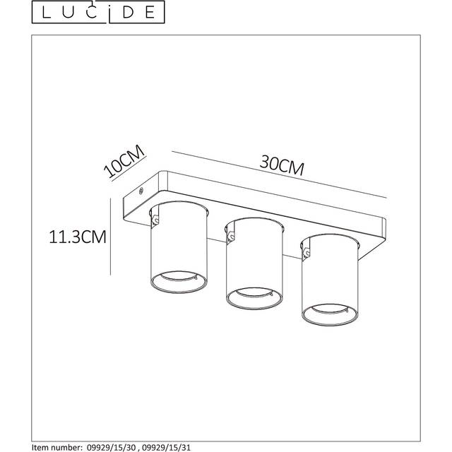 Lucide Nigel Modern Ceiling Spotlight - Led Dim To Warm - Gu10 - 3X5W 2200K/3000K - Black, Black