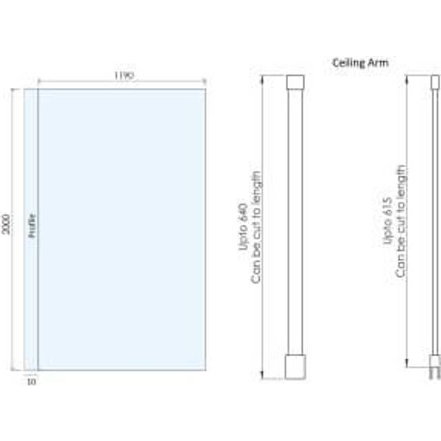 Hadleigh 8mm Brushed Bronze Frameless Wetroom Screen with Ceiling Arm - 1200mm