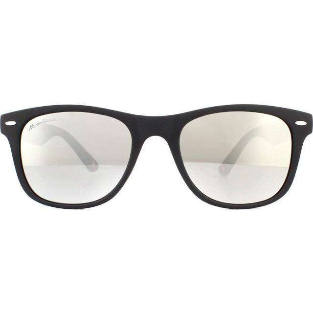 Montana Unisex Sunglasses MS10 E Matte Black Rubbertouch Revo Silver Mirror - One Size