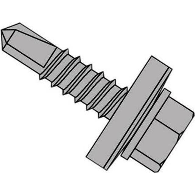 TechFast Hex/Washer Self Drilling Roof Screw 6.3 x 25mm (100 Pack) in Silver Steel