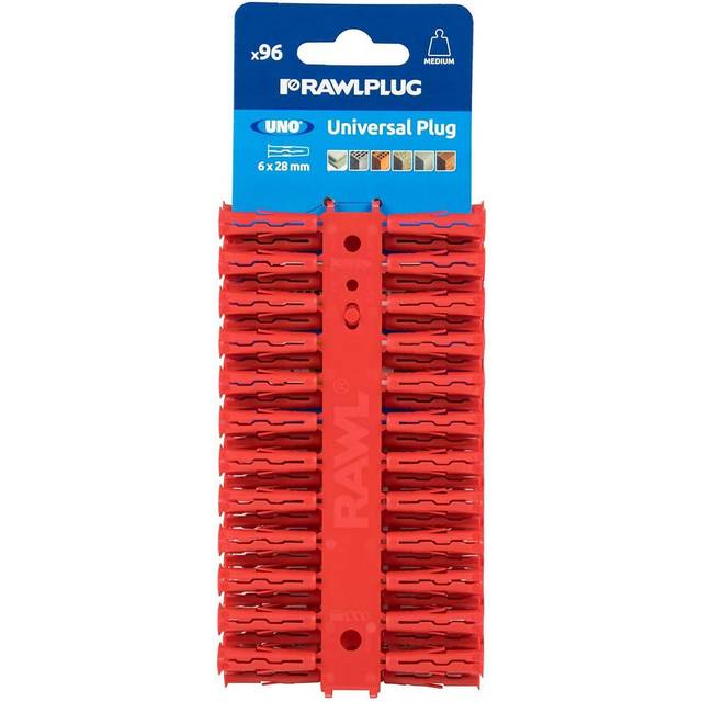Rawlplug 6 x 28mm Red Universal Plug 96 Pack - 6mm
