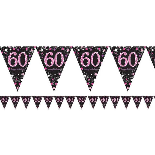 Sparkling Celebr. Wimpelkette mit Glitter, 4m, zum 60sten