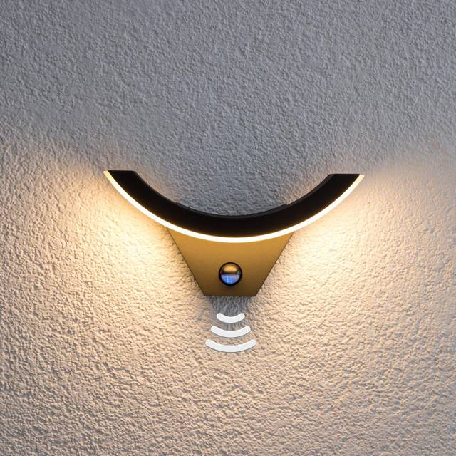 Lucande - Half Outdoor Wall Lamp w/Sensor Graphite