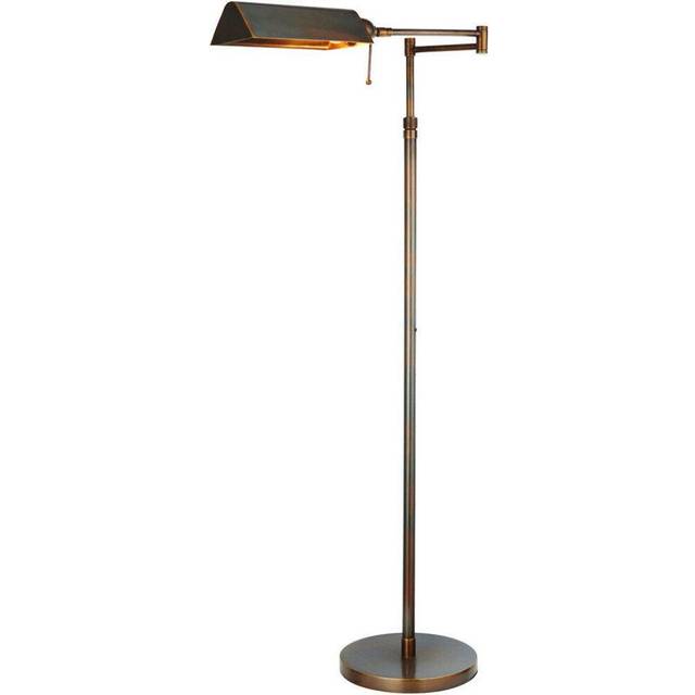 Luxury Adjustable Head Floor Lamp Antique Patina Shade Feature Reading Light