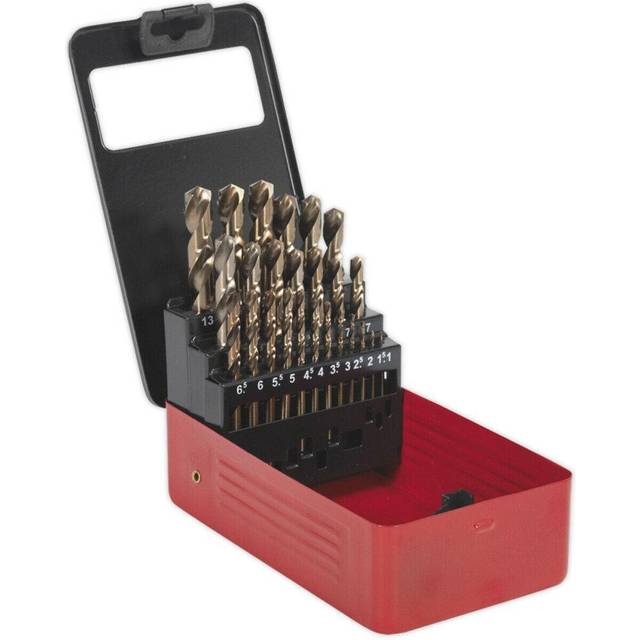 25 Piece Fully Ground HSS Cobalt Drill Bit Set - 1mm to 13mm - Split Point Tip