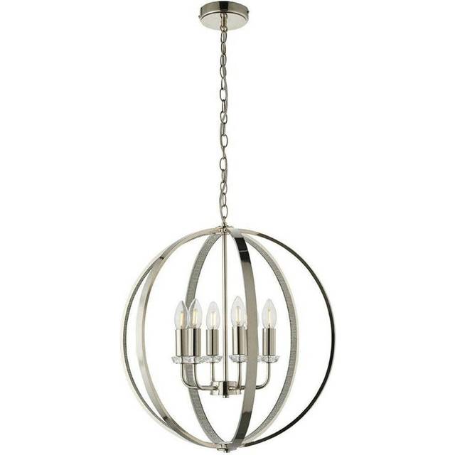 Hanging Ceiling Pendant Light Bright Nickel Globe Shade 6 Bulb Orb Loop Lamp