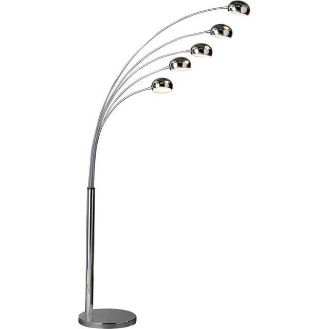 Zeus 5 Arced Lights Floor Lamp - Silver - One Size