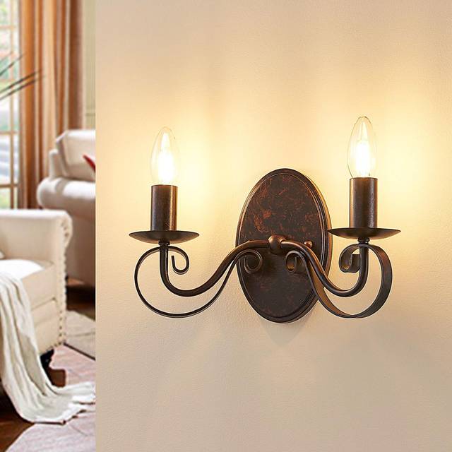 Lucande - Caleb Wall Lamp Rust