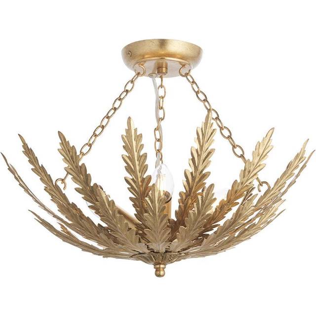 Ensora Lighting Nisha Flush Ceiling Light Gold, Gold
