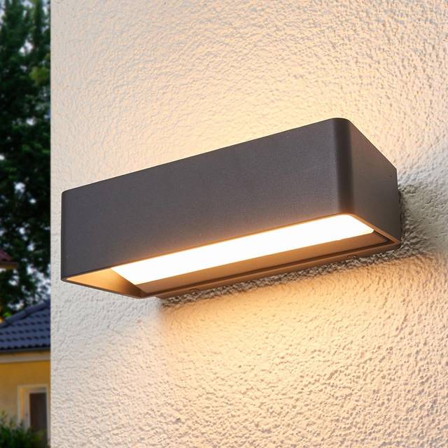 Lucande - Logan Outdoor Wall Lamp Antracite/White