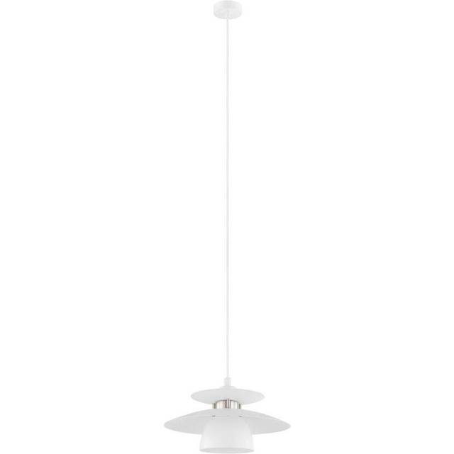 Pendant Ceiling Light Colour White Satin Nickel Long Flex Bulb E27 1x40W