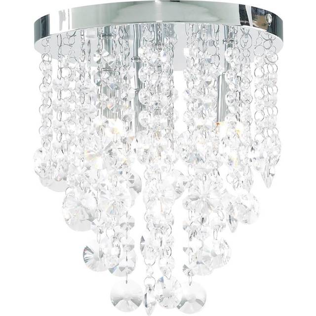 Spa Celeste 4-Light Flush Ceiling Light Crystal Glass and Chrome
