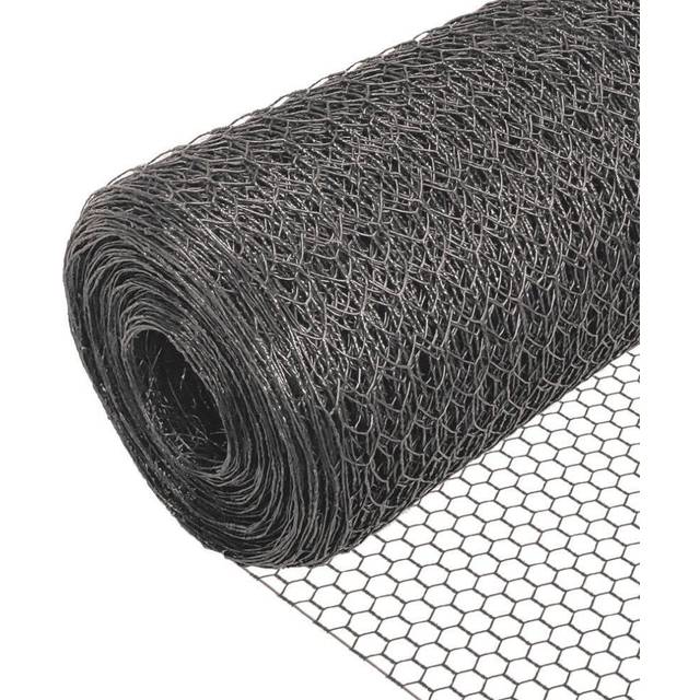 VOUNOT® Maschendrahtzaun Sechseckgeflecht, Drahtzaun Hasendraht Kaninchendraht Hühnerdraht, Maschenweite 13 mm, Höhe 100 cm, Länge 25 m, PVC-Beschichtet Grau