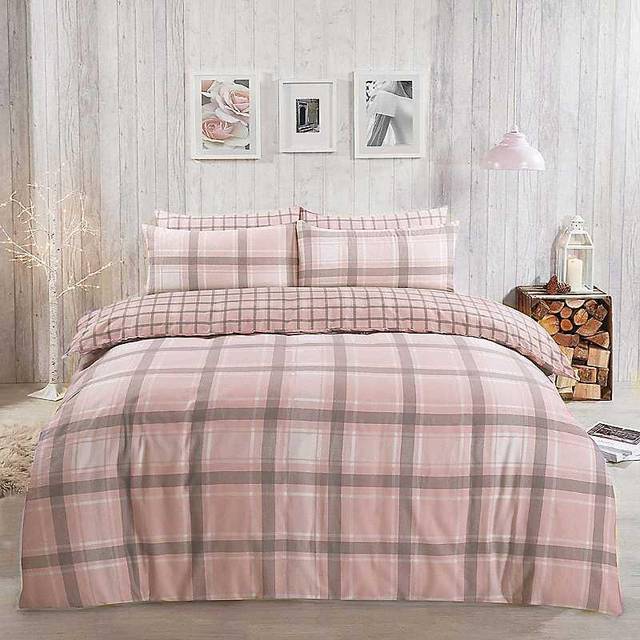 Dreamscene Aspen Brushed Cotton Duvet Set, Blush - Double - Pink
