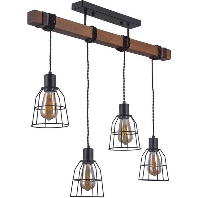 Roadstead - Industrial And Retro Hanging Pendant Black Matt 4 Light , E27 - Italux