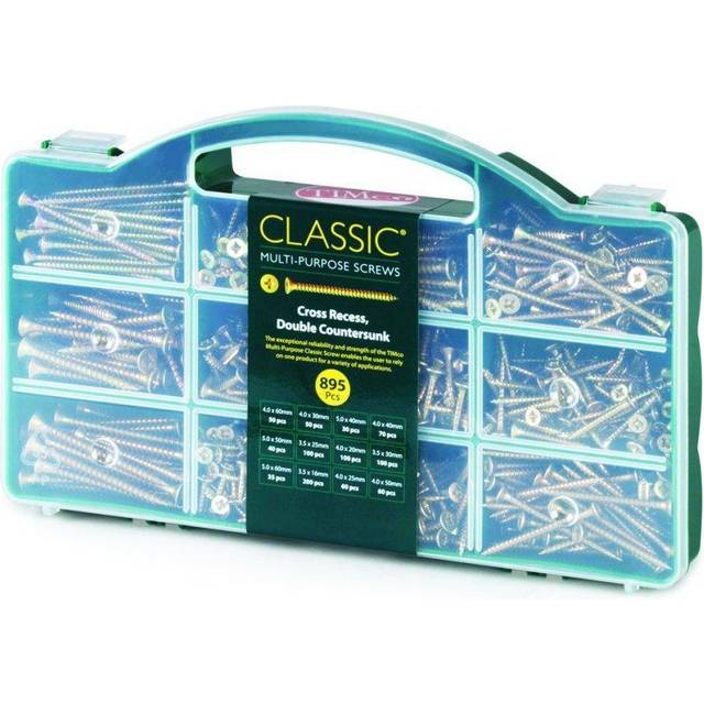 Classic Multi-Purpose Countersunk Gold Woodscrews Assorted Case - 895pcs - Timco