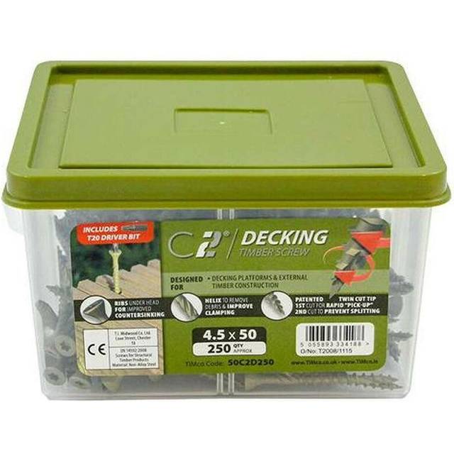 TIMCO C2 Deckfix TX Countersunk with Ribs Twincut Green - 50C2D250 - - you get 3
