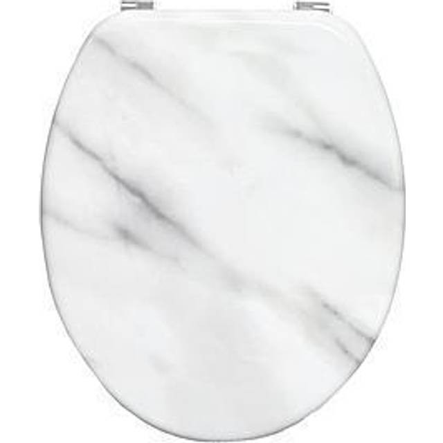 Aqualona Marble Effect Hardwearing Wooden Toilet Seat - White