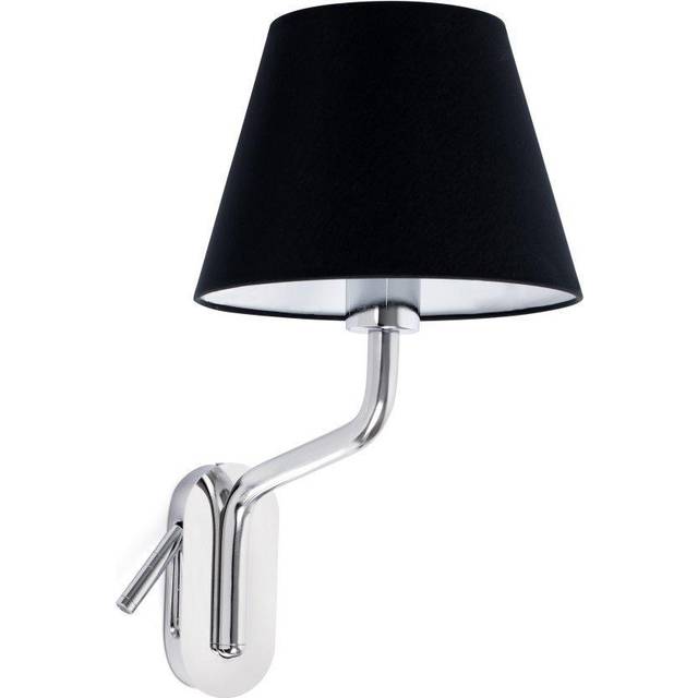 Faro Eterna Right Chrome, Black Shade Table Lamp With Reading Light