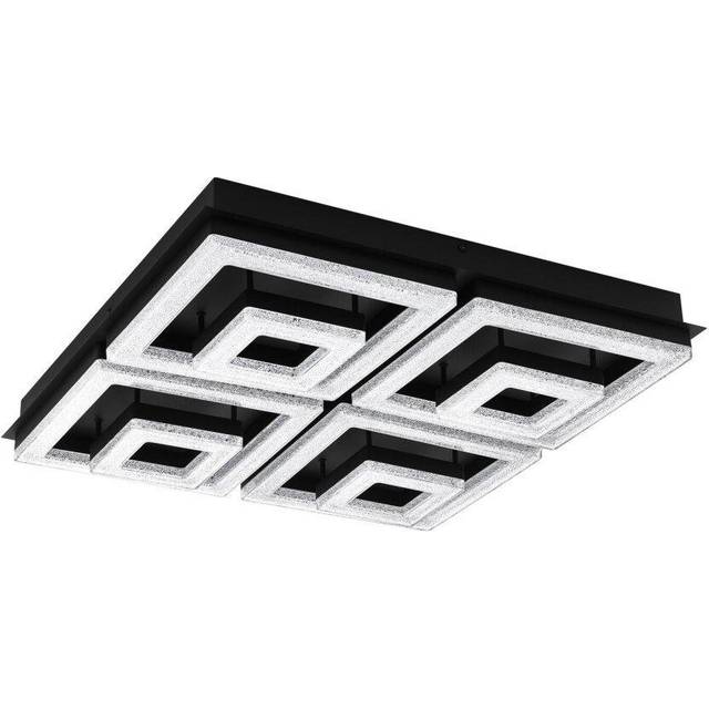 Flush Ceiling Light Colour Black Shade Black Clear Plastic Crystal Bulb LED 48W