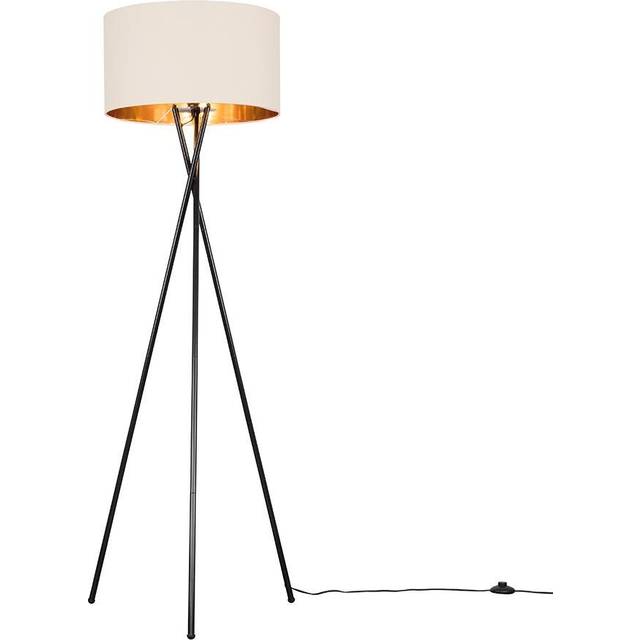Misner 155cm Camden Tripod Floor Lamp with Large Reni Shade - Black (153cm H X 62cm W X 62cm D)